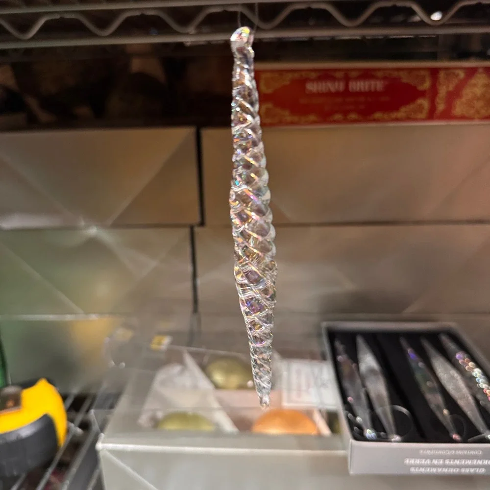 Pier 1 Imports Iridescent Glass Icicle Ornaments 6pc Set Twisted Frosted